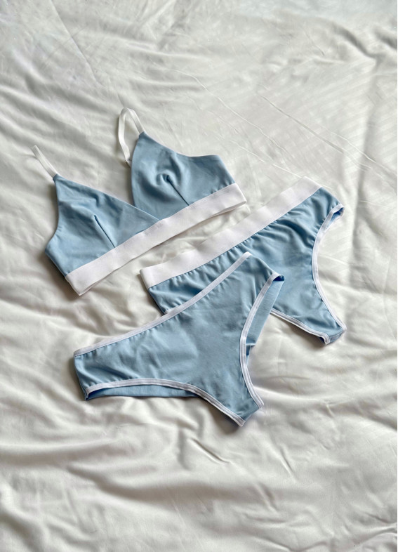 Комплект бюстгальтер, стрінги та бразиліани, блакитний 5259-5293rs00-00005293