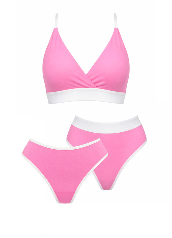 Комплект бюстгальтер, стрінги та бразиліани, рожевий 5259-5293rs00-00005293