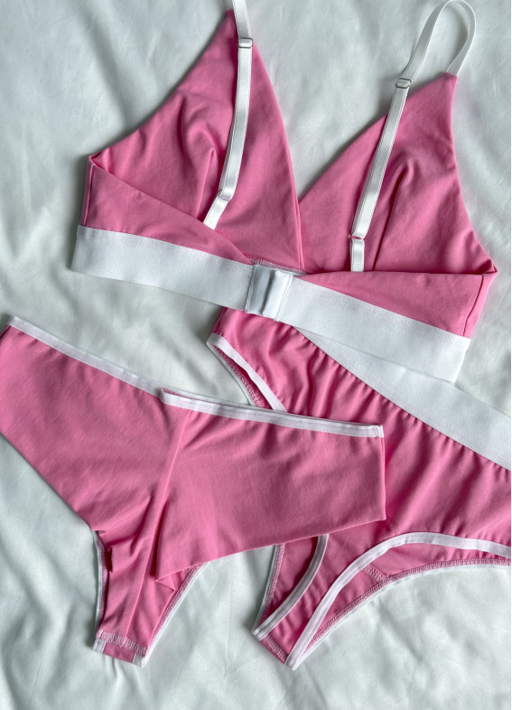 Комплект бюстгальтер, стрінги та бразиліани, рожевий 5259-5293rs00-00005293