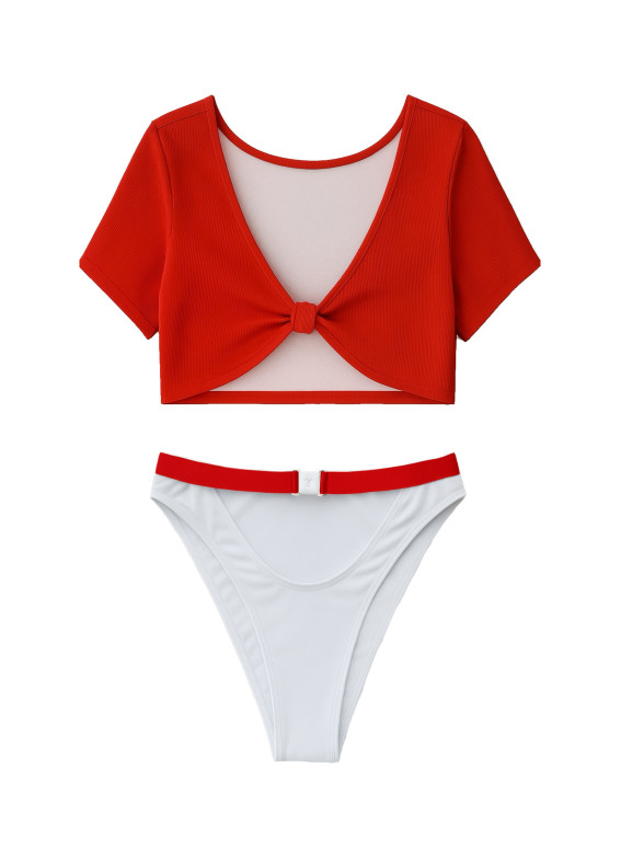 Данієла, купальник, біло-червоний00-00003852