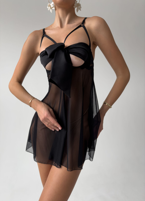 Акіра, пеньюар, чорний00-00004755