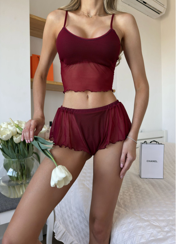 Пайпер, піжама, бордова00-00004895-k