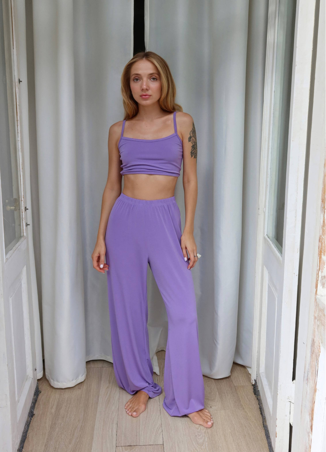 Амелія, піжама з штанами, бузкова00-00005100-k4