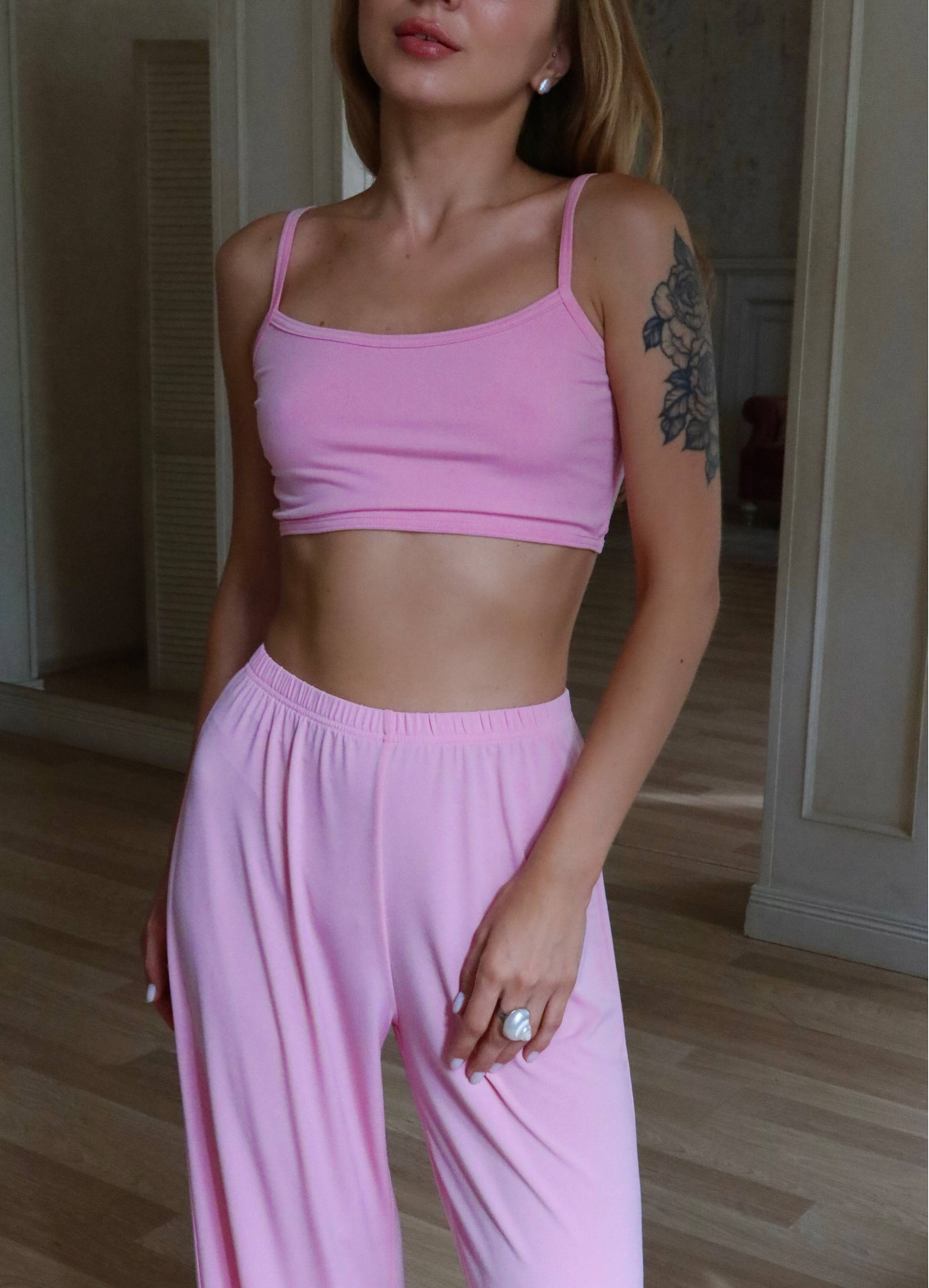 Амелія, піжама зі штанами, рожева00-00005100-k1