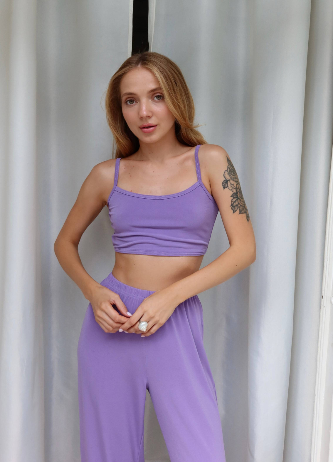 Амелія, піжама з штанами, бузкова00-00005100-k1