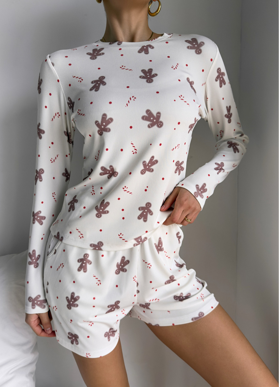 Джинджер,  піжама з шортами, біла00-00005228-k1