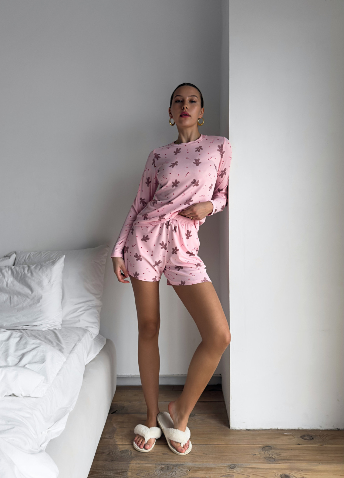 Джинджер,  піжама з шортами, рожева00-00005228-k4