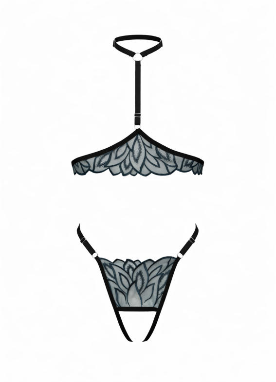 Комплект мереживний бюстгальтер та стрінги, темно-зелений 5284-5286rs00-00005284