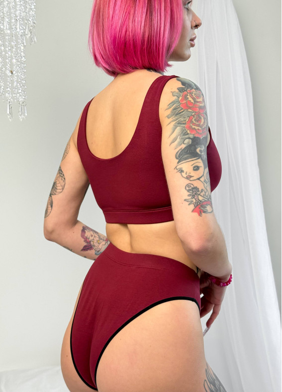 Комплект топ та бразиліани, бордовий 5257-5258rs00-00005257