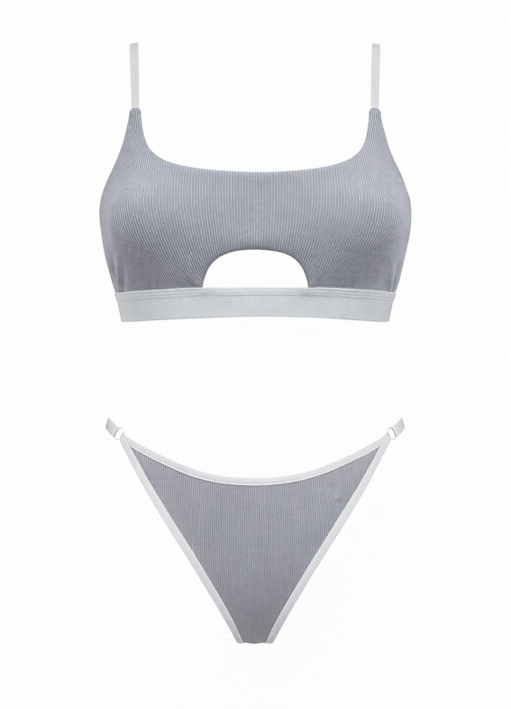 Комплект топ та стрінги рубчик, сірий 5279-5280rs00-00005279