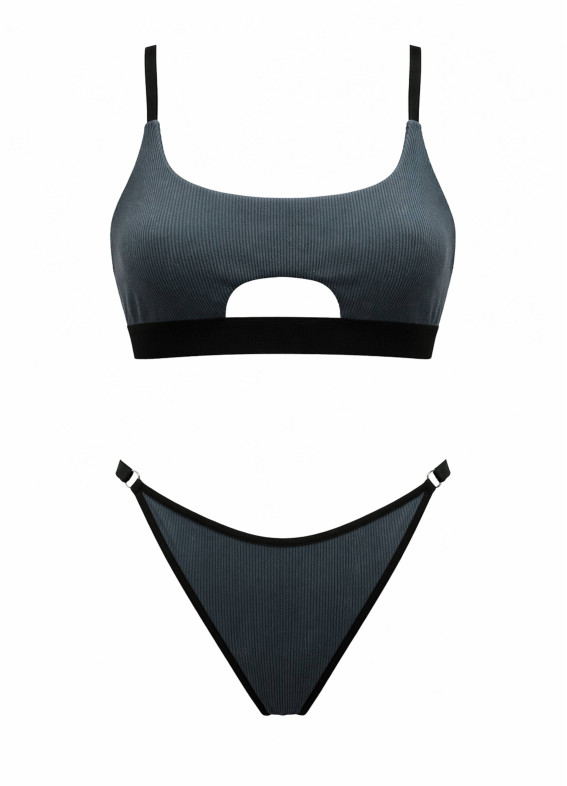 Комплект топ та стрінги рубчик, темно-сірий 5279-5280rs00-00005279